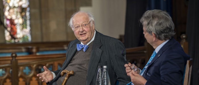 Sir Angus Deaton speaking with Anton Muscatelli during the Tercentenary week Source: Charlotte Morris.