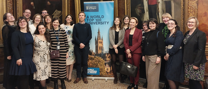 Rachel Sandison, Deputy Vice-Chancellor (External Engagement), with guests of the CIVIS Staff and Student Week at Glasgow City Chambers