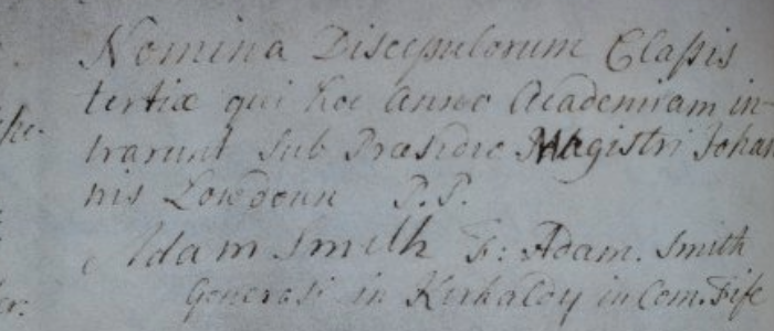 Adam Smith Matriculation Record Source: Amy Laux