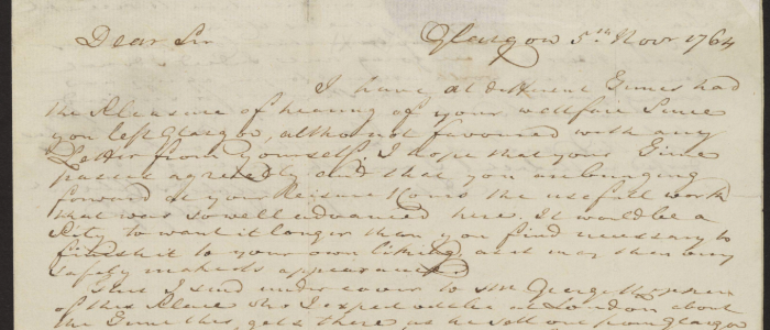 Letter from John Glassford to Adam Smith Source: Amy Laux
