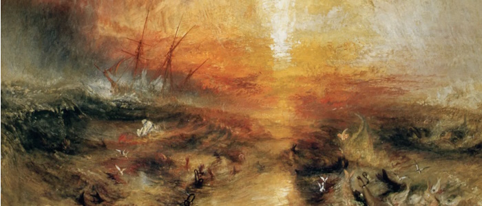 J M W Turner - the slave ship (originally titled Slavers Throwing overboard the Dead and Dying - Typhoon coming on)