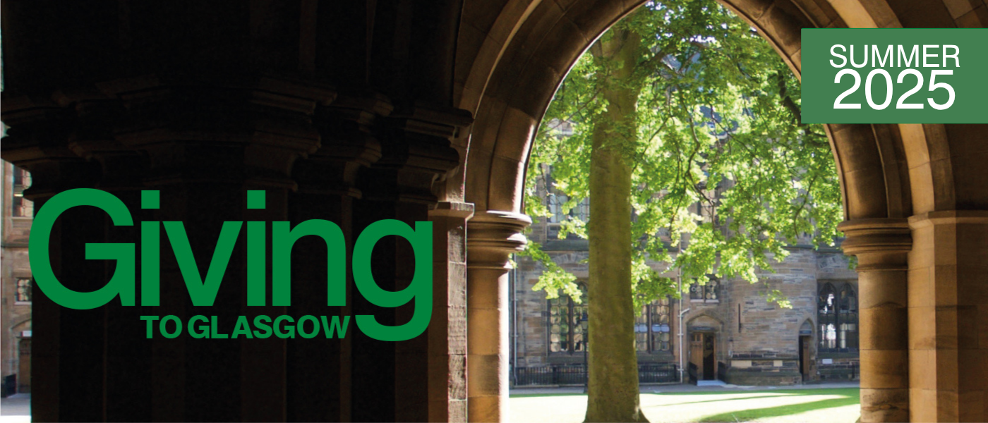 Cloisters at University of Glasgow with sun shining