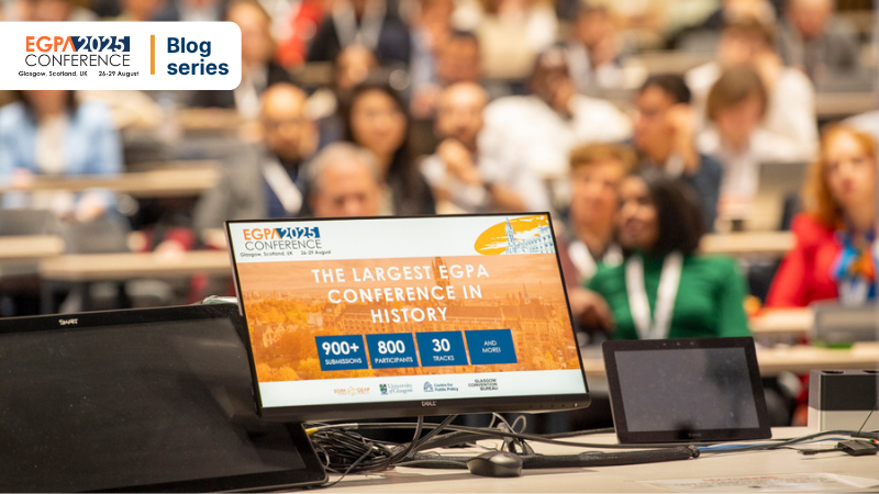 a photo of the EGPA conference screen reading the Largest EGPA Conference in History