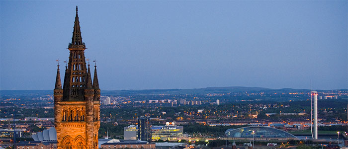 University tower with city in background