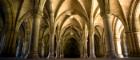 Low angle of the University of Glasgow cloisters