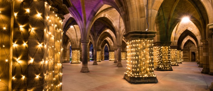 The cloisters with lighting