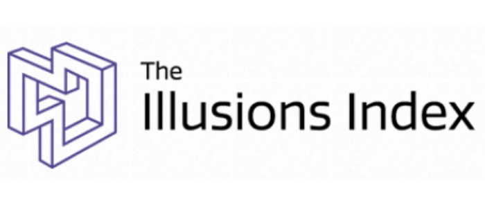 Illusions Index Logo which includes impossible figure and text,