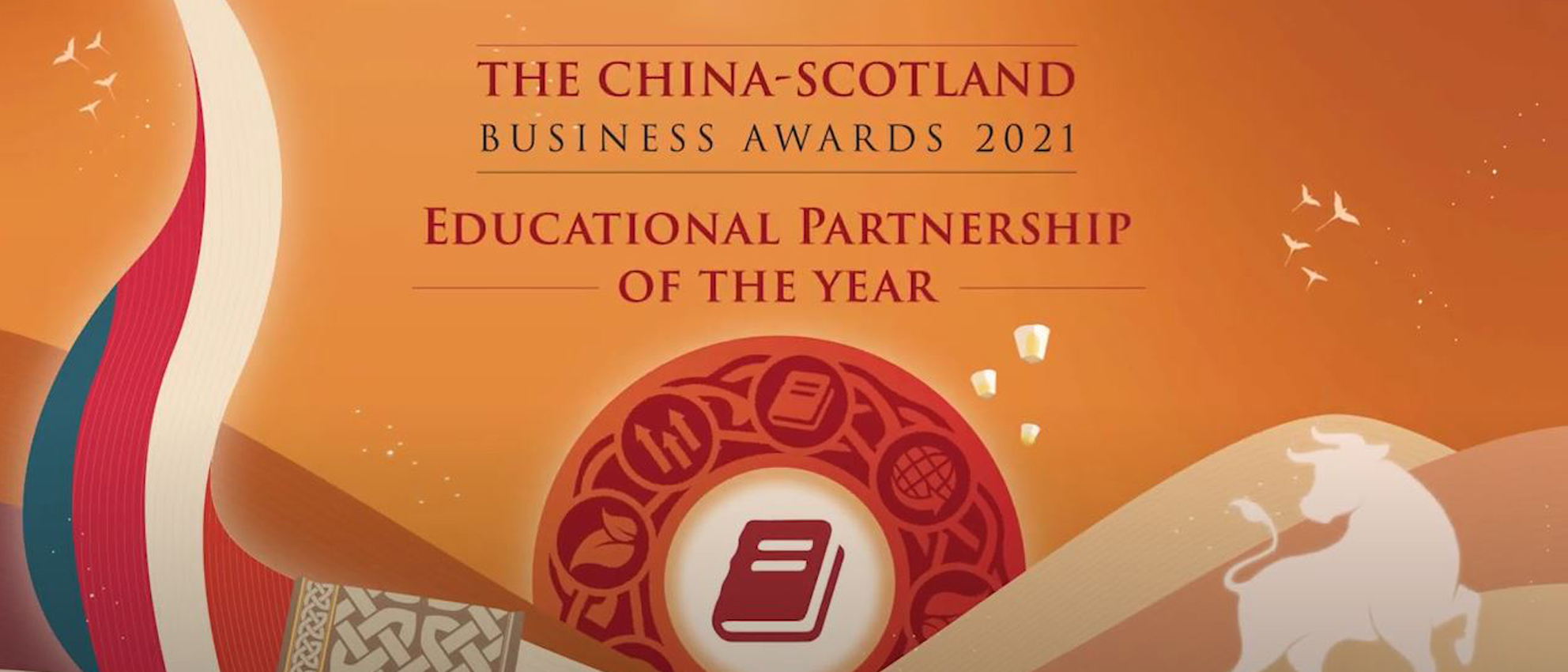 The China-Scotland Business Awards 2021 branding - displaying text Education Partnership of the Year