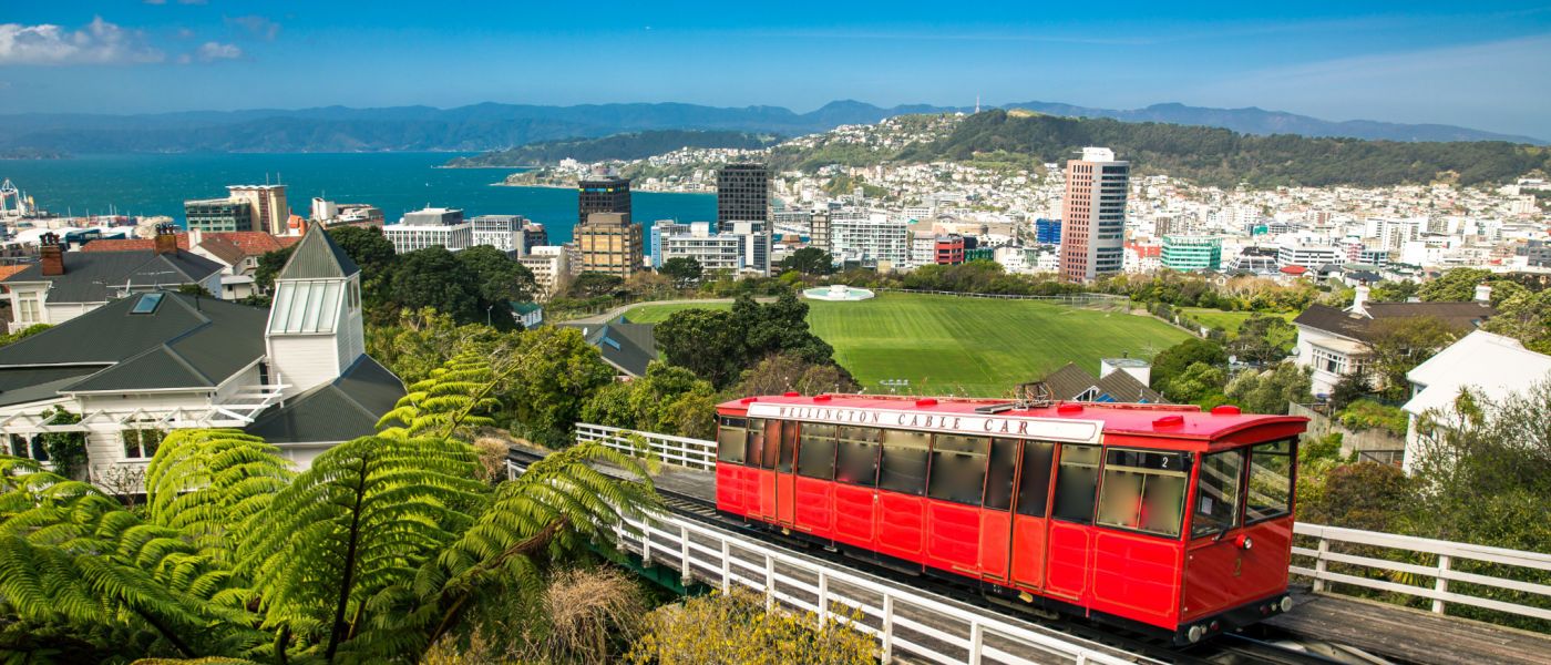 View of Wellington City from up high with the Wellington Cable Car in the foreground [Photo: Shutterstock]