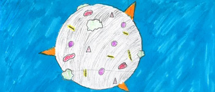 child's drawing of a virus