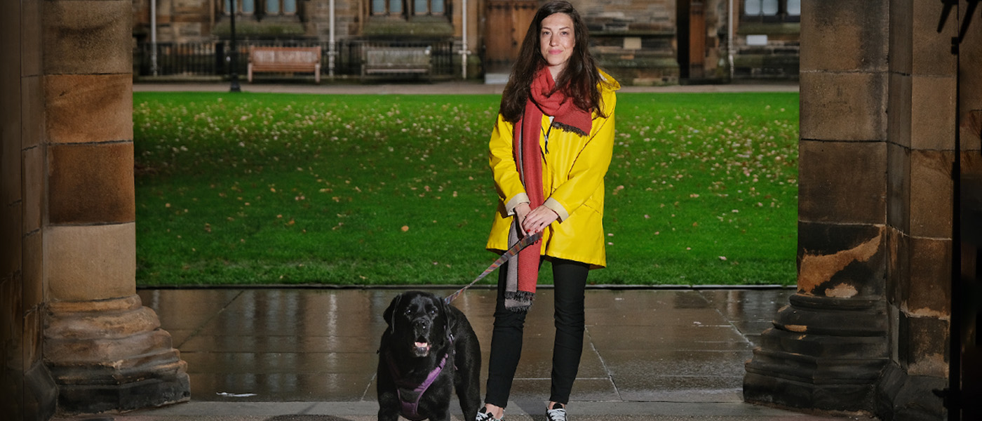 Dr Ilyena Hirskyj-Douglas from the School of Computing Science and her 10-year-old Labrador Zack