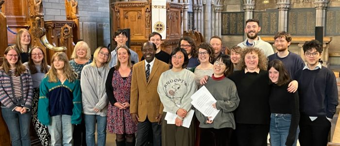 Professor David Akombo from the University of the West Indies and members of the Chapel Choir and wider university community.
